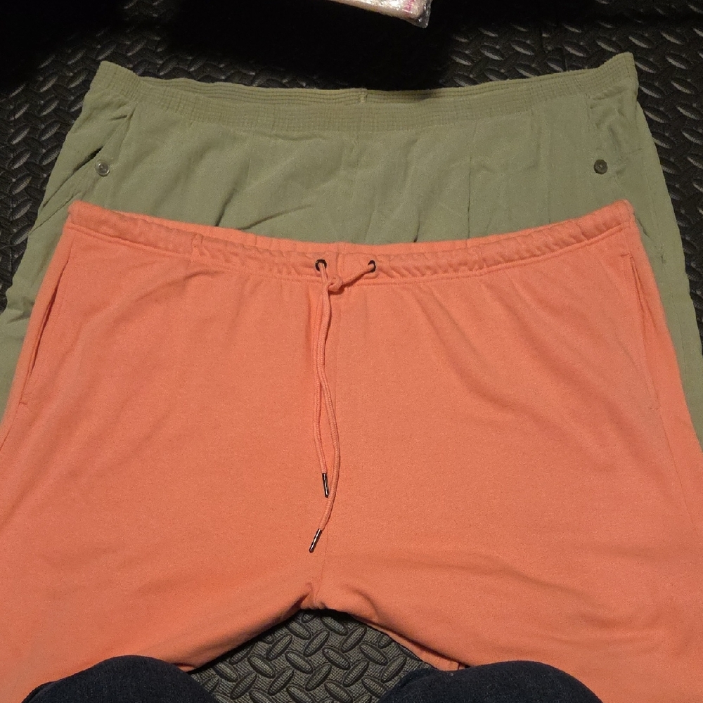 Lot Of 24w Women's Pull-On Capris In Olive, And 3X Shorts In Coral